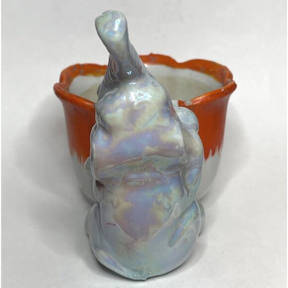 Vintage Ceramic Elephant Planter Lucky Trunk Up Made in Japan - Picture 2 of 8